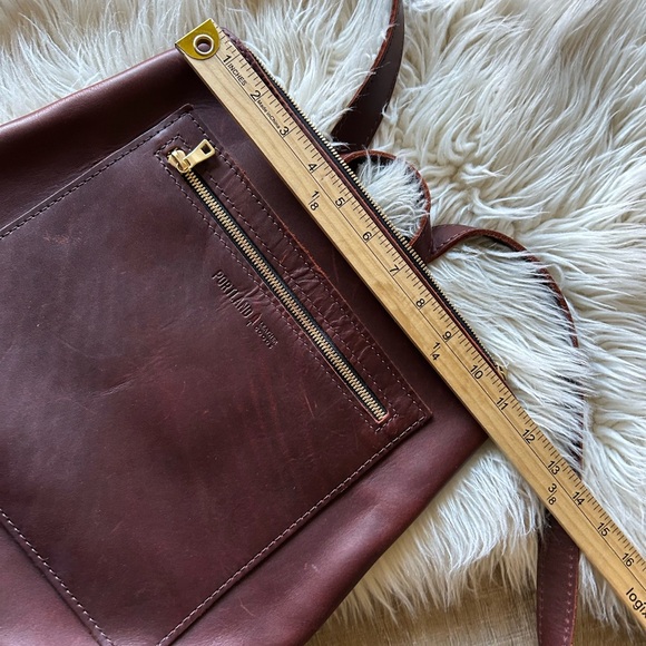 Portland Leather Tote Backpack Large Dark Brown Cherry genuine leather zip NEW - Picture 12 of 14